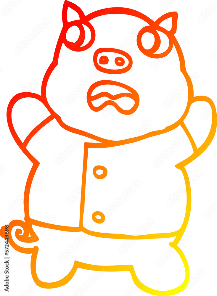 Obraz premium warm gradient line drawing cartoon funny pig