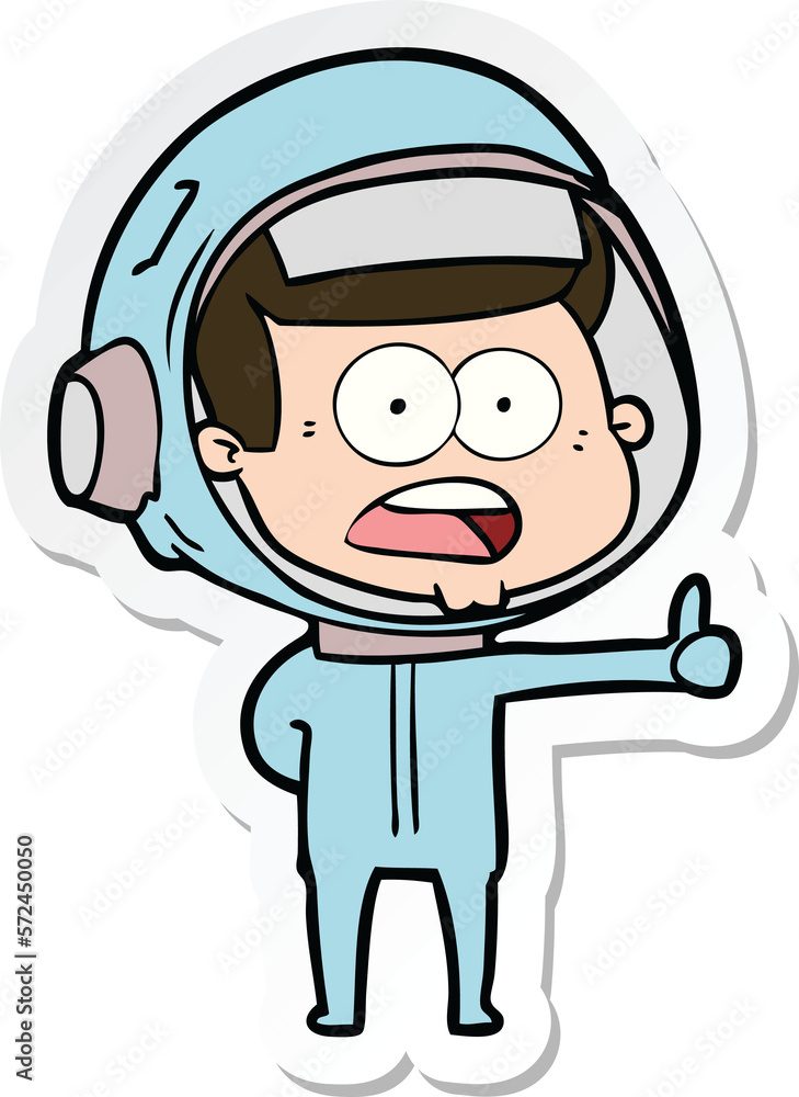 sticker of a cartoon surprised astronaut