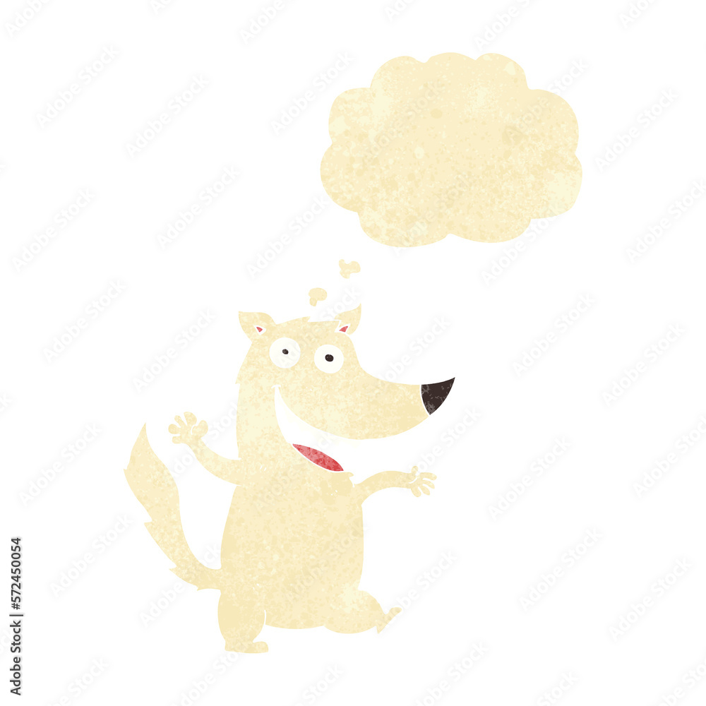 cartoon happy wolf with thought bubble cartoon happy wolf with thought bubble
