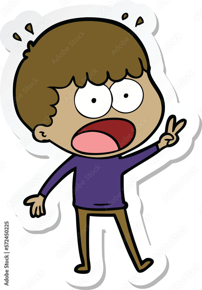 sticker of a cartoon shocked man sticker of a cartoon shocked man