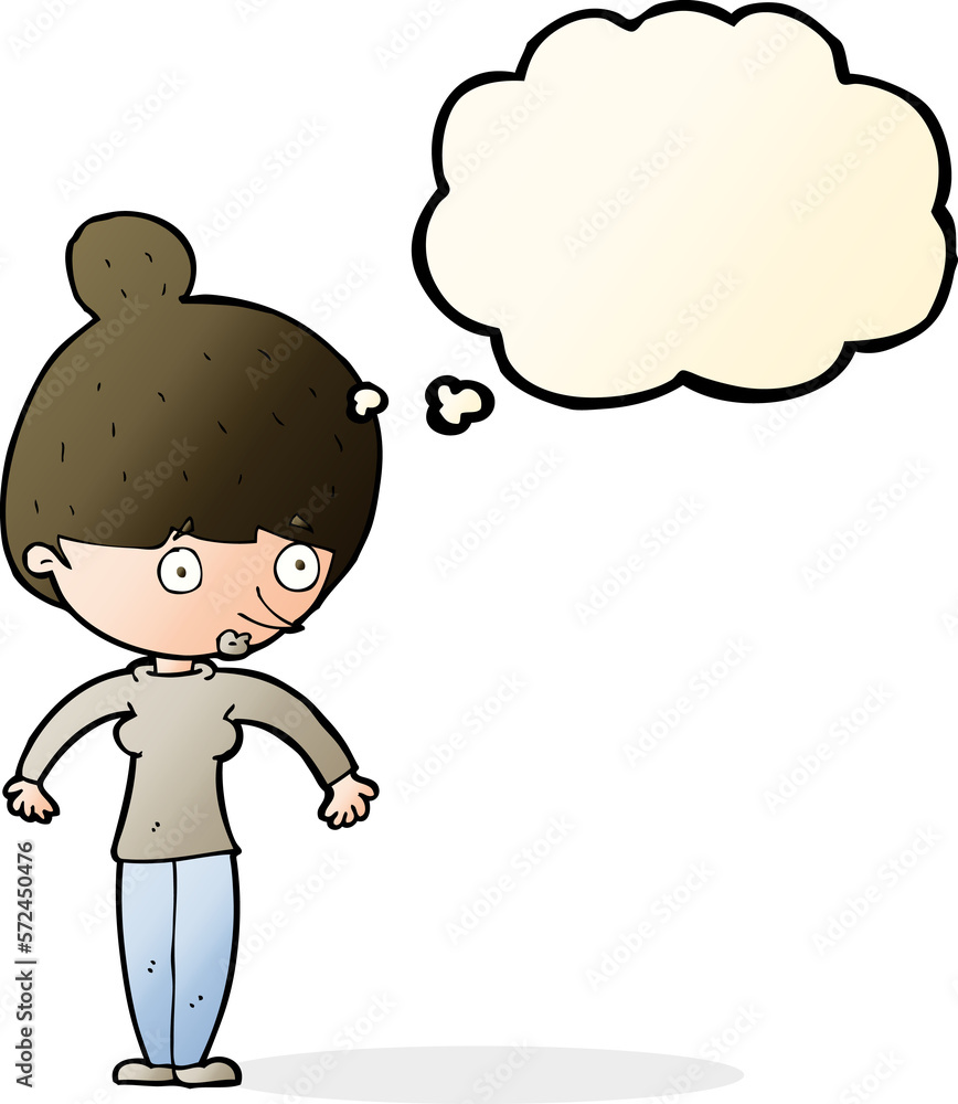 cartoon woman staring with thought bubble cartoon woman staring with thought bubble