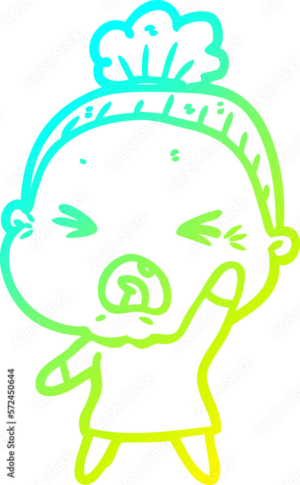 cold gradient line drawing cartoon angry old woman cold gradient line drawing cartoon angry old woman