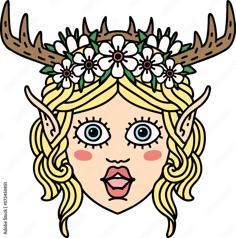 elf druid character face illustration elf druid character face illustration