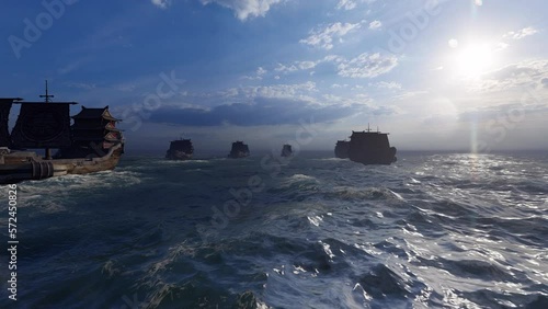 Ancient China Ships 3D Video Animation
