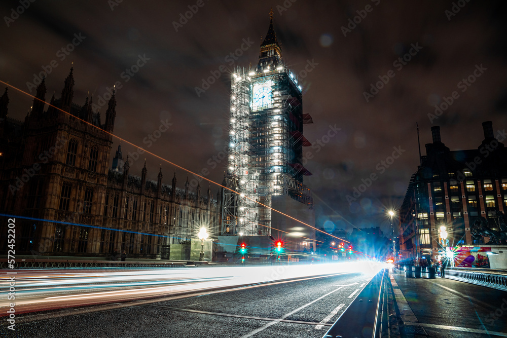 Big Ben Under Reconstruction, London's Famous Clock Tower Covered in Scaffolding and Protective Coverings