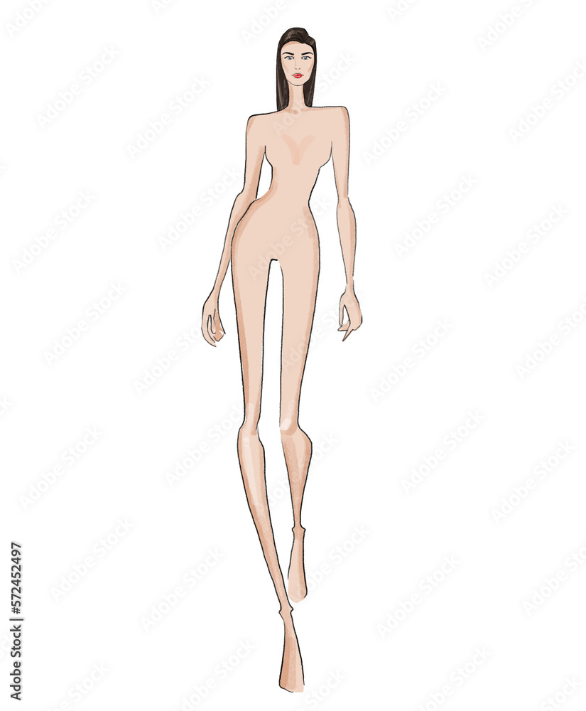 Fashion templates. Croquis. A figure of a woman on a white background Fashion templates. Croquis. A figure of a woman on a white background