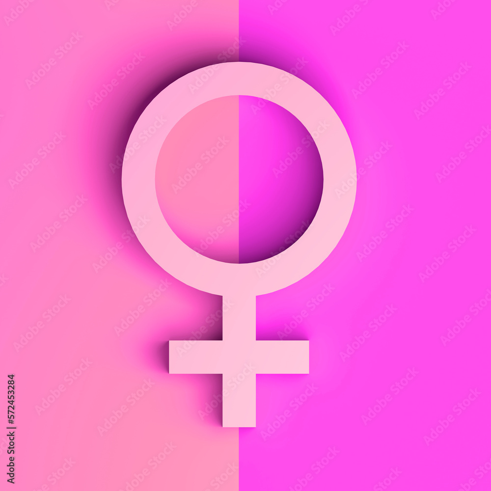 Female symbol icon with two-color purple background. International Day for the Elimination of Violence against Women. November 25. Feminism. 3d illustration. Women's Day, March 8.