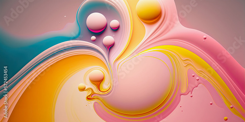 generative ai illustration of a colored floating liquid background in pastel colors