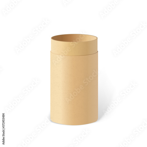 Craft cylinder set. Front view of natural paper tube and kraft paper tube isolated on white background.
