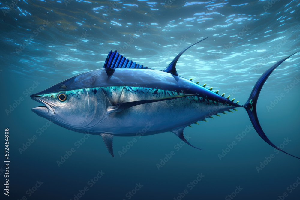 Fototapeta premium Bluefin Tuna created with Generative AI Technology, ai, generative