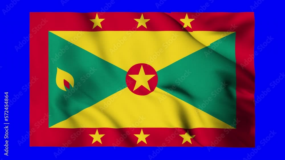 Flag of Grenada waving isolated by the alpha channel(transparent background).Highly detailed fabric texture. Seamless loop in full 4K resolution.Grenada flag. Flag of Grenada waving isolated by the alpha channel(transparent background).Highly detailed fabric texture. Seamless loop in full 4K resolution.Grenada flag.