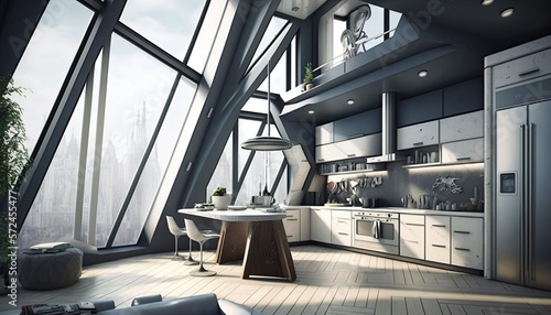 Everyone s dream modern interior elegant kitchen with big windows and amazing design