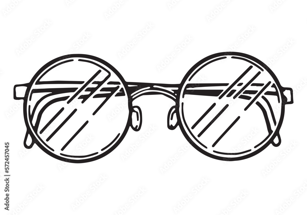 Glasses sketch clipart. Eyes accessory doodle isolated on white. Hand drawn vector illustration in retro style. Glasses sketch clipart. Eyes accessory doodle isolated on white. Hand drawn vector illustration in retro style.