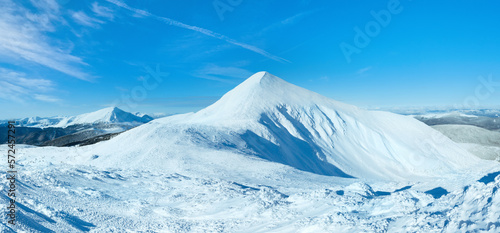 Winter Goverla Mount panorama (Carpathian, Ukraine).