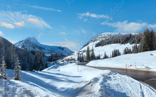 Winter mountain country panorama  Austria .