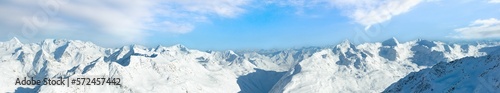 Winter mountain scenery from cabin ski lift at snowy slopes (Tyrol, Austria). © wildman