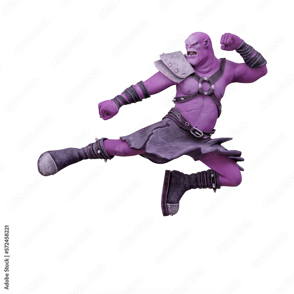 green orc cartoon doing a karate action jump pose green orc cartoon doing a karate action jump pose