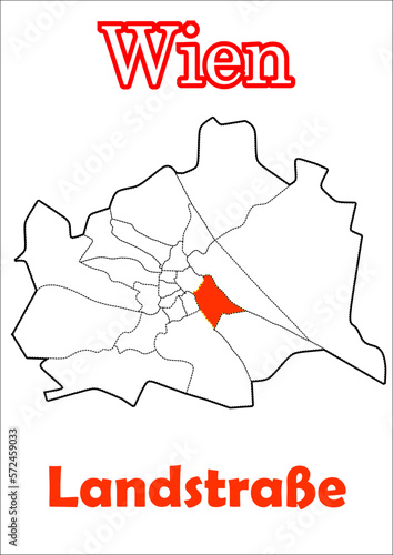 Wien Stadtkarte mit Bezirke Landstraße Vektor Karte Rot und Weiß