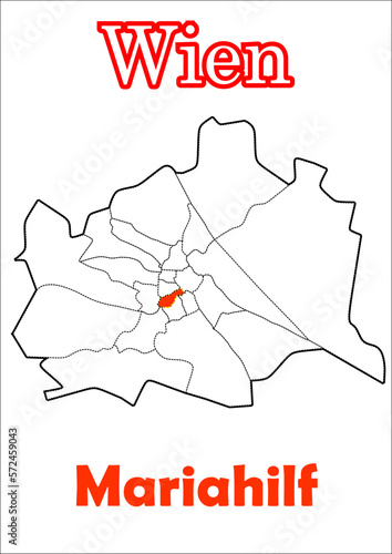 Wien Stadtkarte mit Bezirke Mariahilf Vektor Karte Rot und Weiß