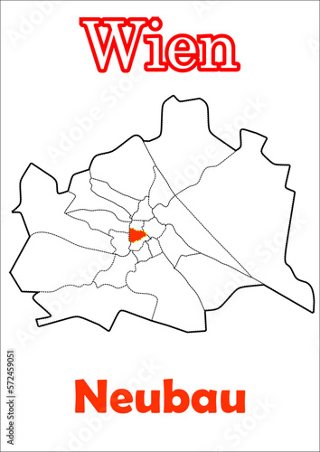 Wien Stadtkarte mit Bezirke Neubau Vektor Karte Rot und Weiß