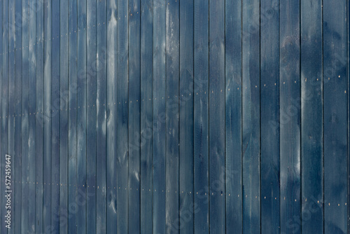  Blue wooden facade of a modular house close-up
