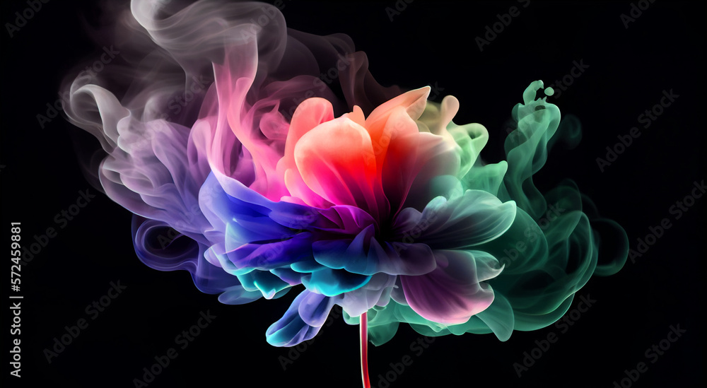 Generated image with AI, colorful smoke