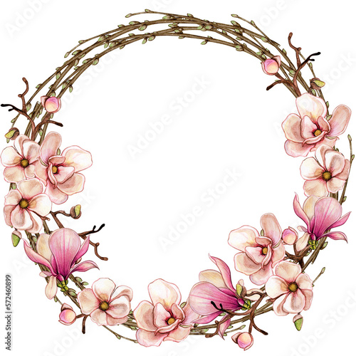 Watercolor natural spring wreath