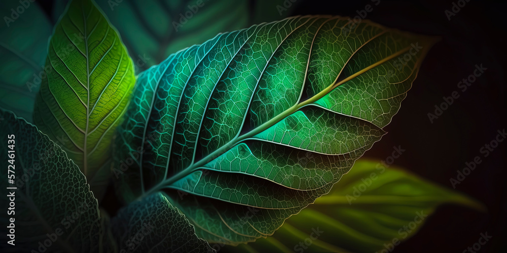 Obraz premium Leaves Leaf texture, green organic background. AI-Generated
