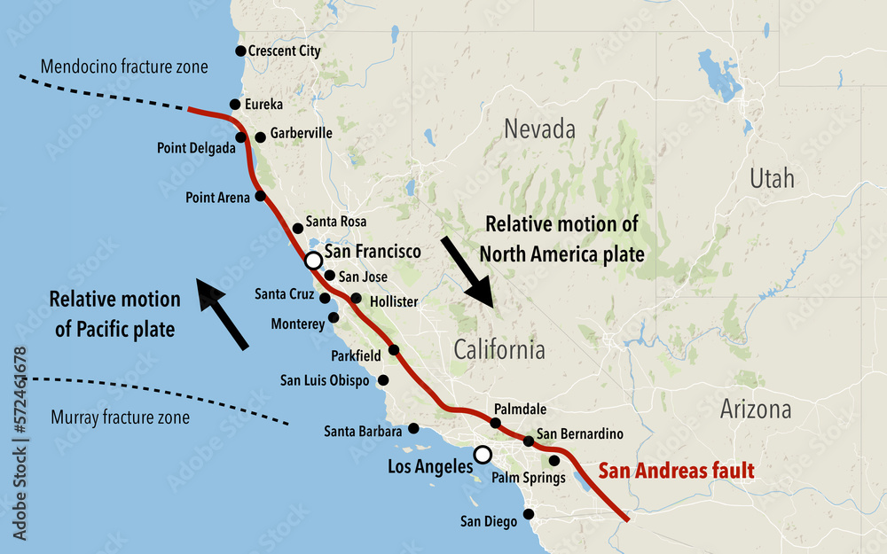 Map Of The San Andreas Fault In California Stock Illustration Adobe Stock Map Of The San Andreas Fault In California Stock Illustration Adobe Stock