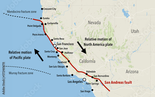 Map of the San Andreas fault in California photo