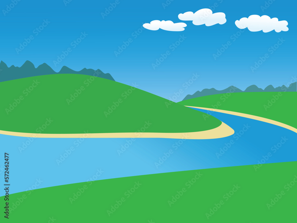 Obraz premium Landscape with the turn of the river