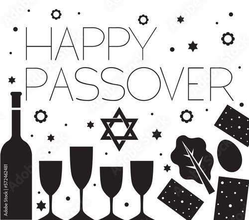 Vector graphic with Happy Passover message