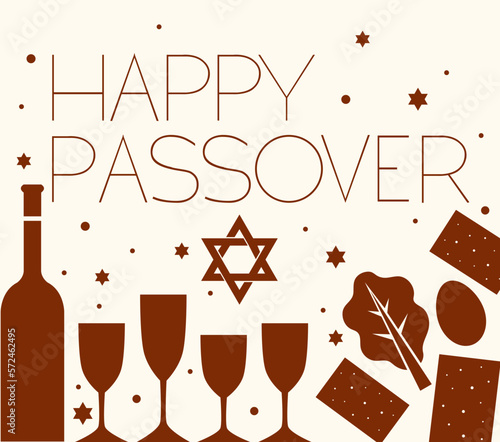 Vector graphic with Happy Passover message