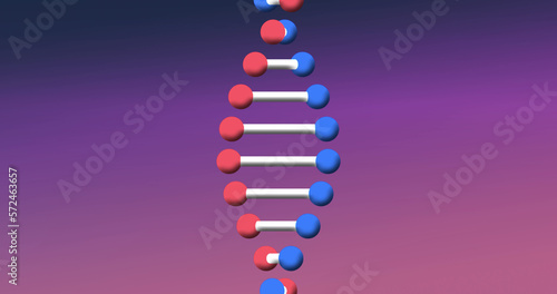 Composition of macro of dna strand on purple background