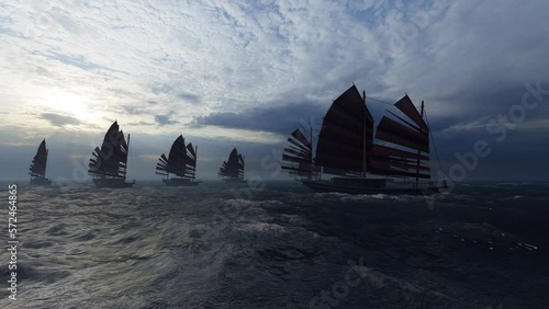Ancient China Ships 3D Video Animation