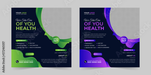 Medical healthcare square social media post, promotion web banner ads sales and discount banner vector template Design. 