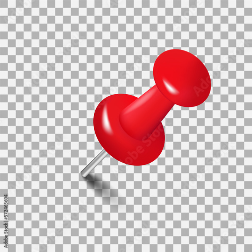 Realistic Red Pushpin.Pushpin for paper notice.Vector photo