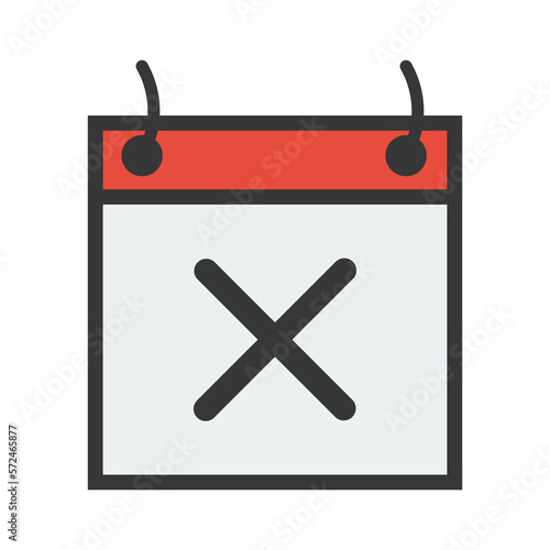 Day calendar with wrong, cross, cancel, false symbol. Date icon for Event schedule date. Meeting appointment time. Agenda plane. Simple flat calendar dates Icon.
