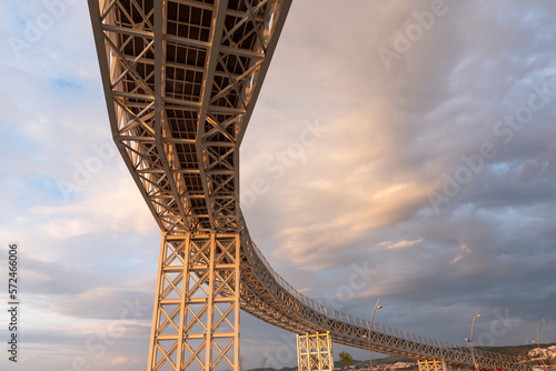 View of Avci ramadan park from aliaga izmir, colorful lighthouse and iron bridge shoted in different times and light conditions with landscape concept idea photo