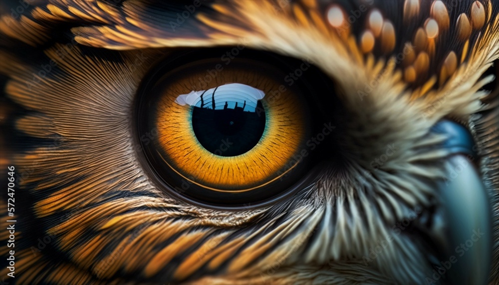 A close up of an owl eye created with Generative AI thechnology A close up of an owl eye created with Generative AI thechnology