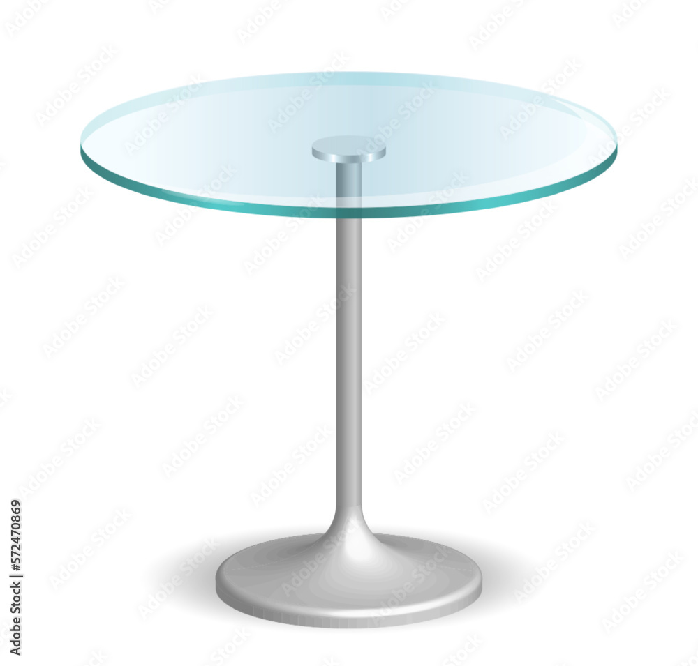 modern glass round dining table isolated on white background 3D illustration modern glass round dining table isolated on white background 3D illustration