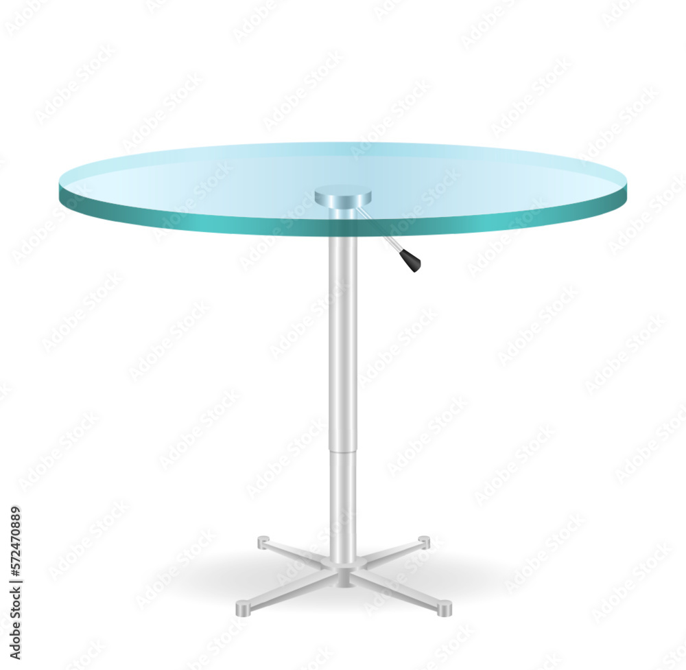 modern glass round dining table isolated on white background 3D illustration modern glass round dining table isolated on white background 3D illustration
