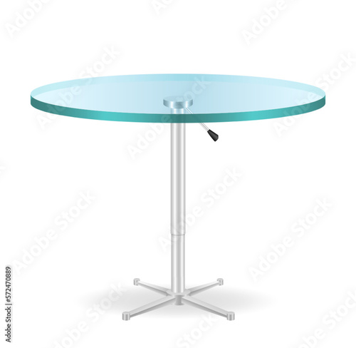 modern glass round dining table isolated on white background 3D illustration