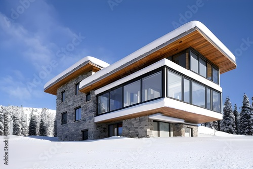 Modern House in Mountains © Casey