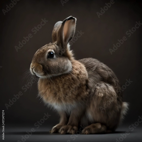Isolated rabbit on a black background generative si  © deyton