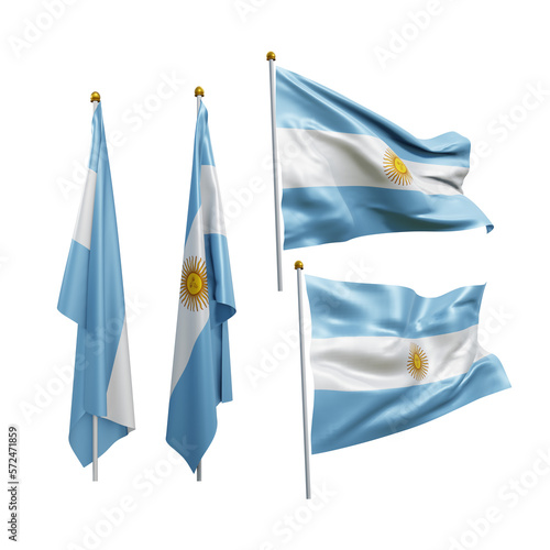 Billede på lærred 3d rendering argentine argentina flag fluttering and no fluttering