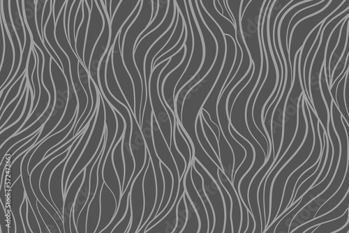 Wavy background. Hand drawn waves. Abstract wallpaper on surface. Stripe texture with many lines. Waved pattern. Line art. Black and white illustration