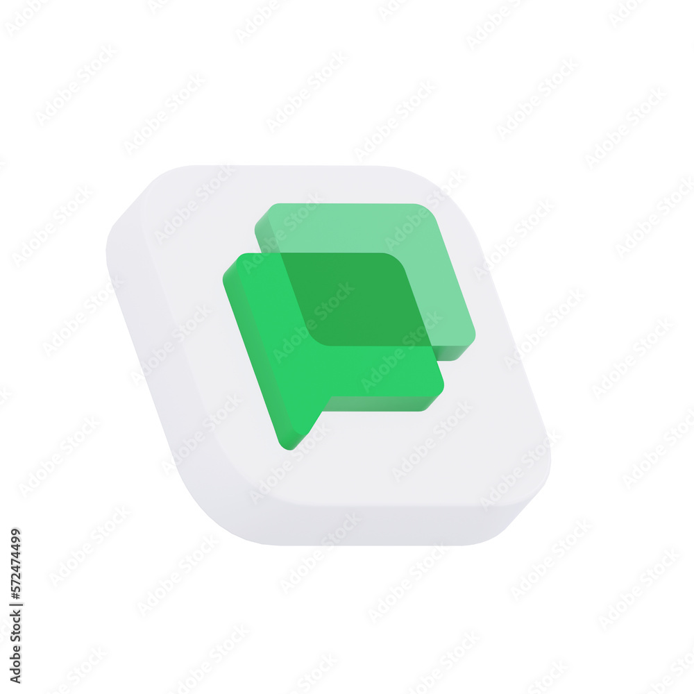 Google Chat 3d icon logo concept in round corner square in isometric