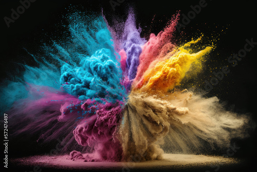 Colorful explosion powder background  Generative AI 