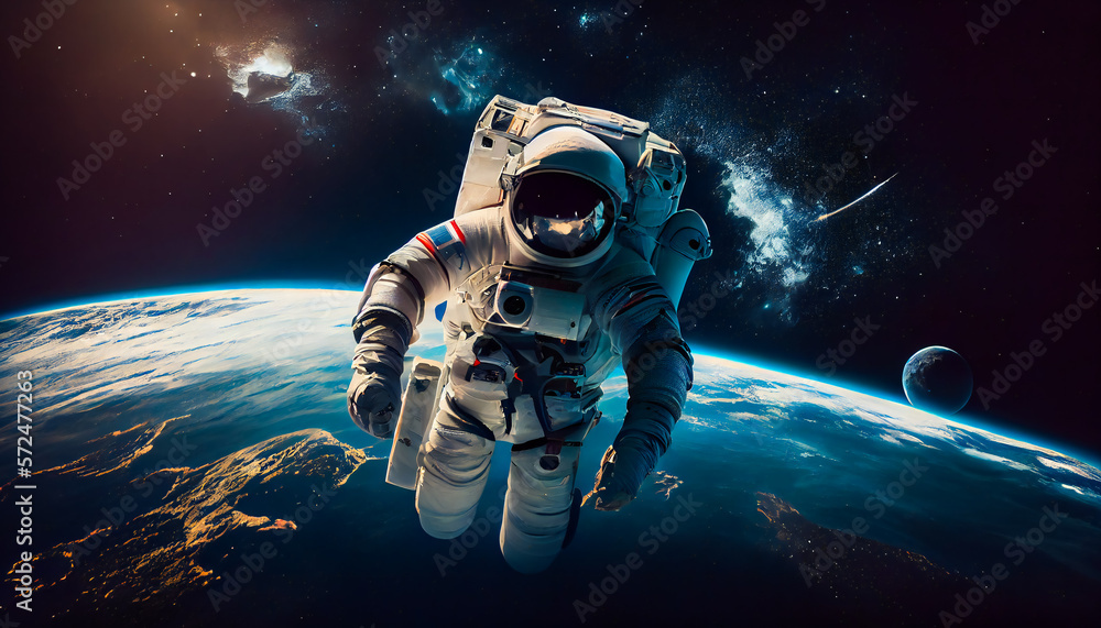 Astronaut Floating in the Limitless Vastness of Space. Generative AI Astronaut Floating in the Limitless Vastness of Space. Generative AI